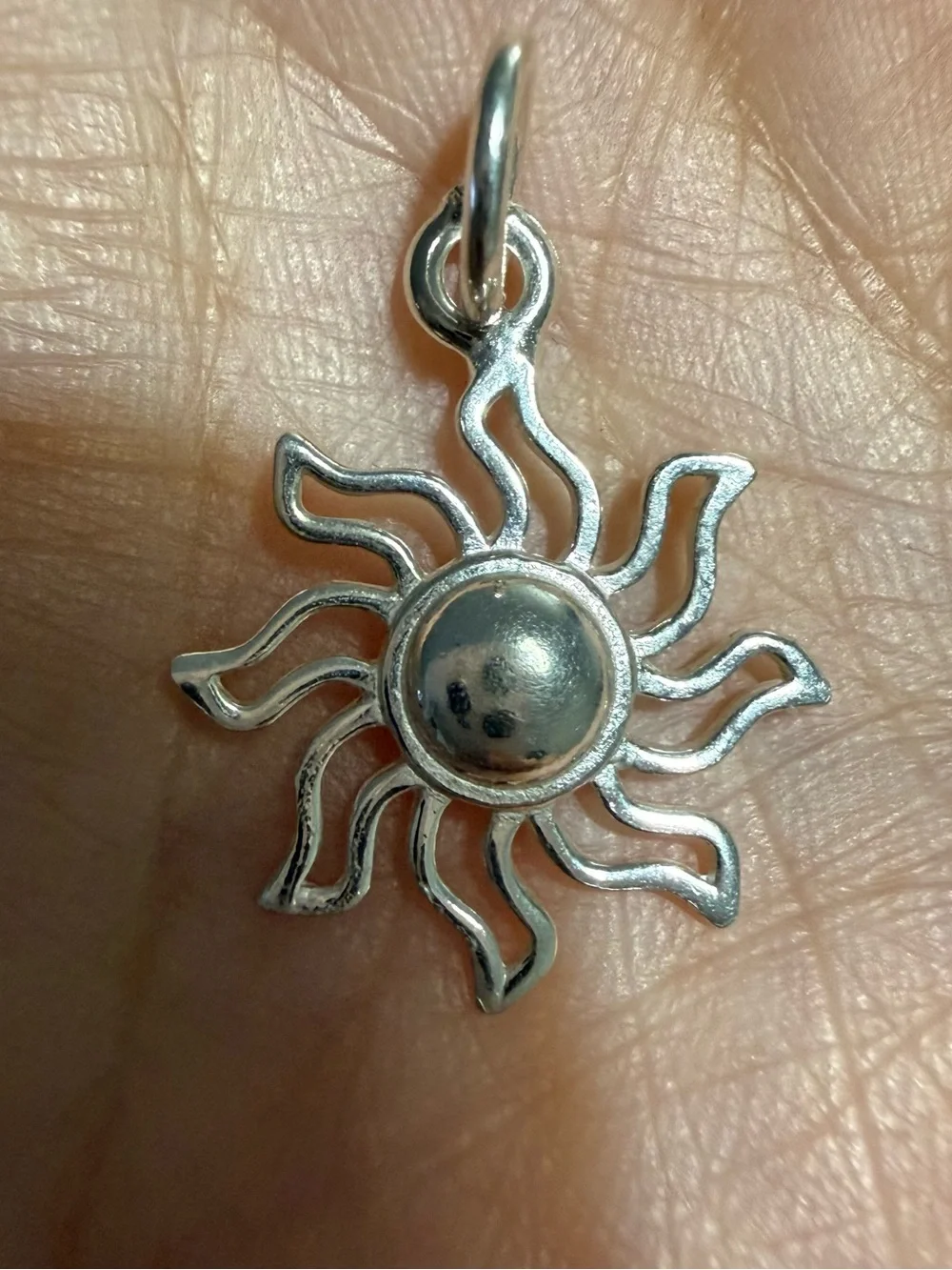 Set of earrings and sun charms in sterling silver 950 Made in Peru 20mm